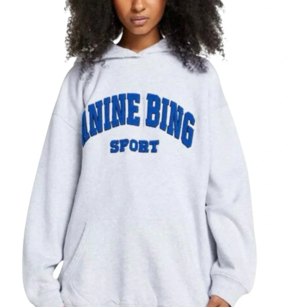 Anine Bing Sport Tyler Hoodie Grey Heather Logo Oversized Sweatshirt Women’s XS - Picture 1 of 13